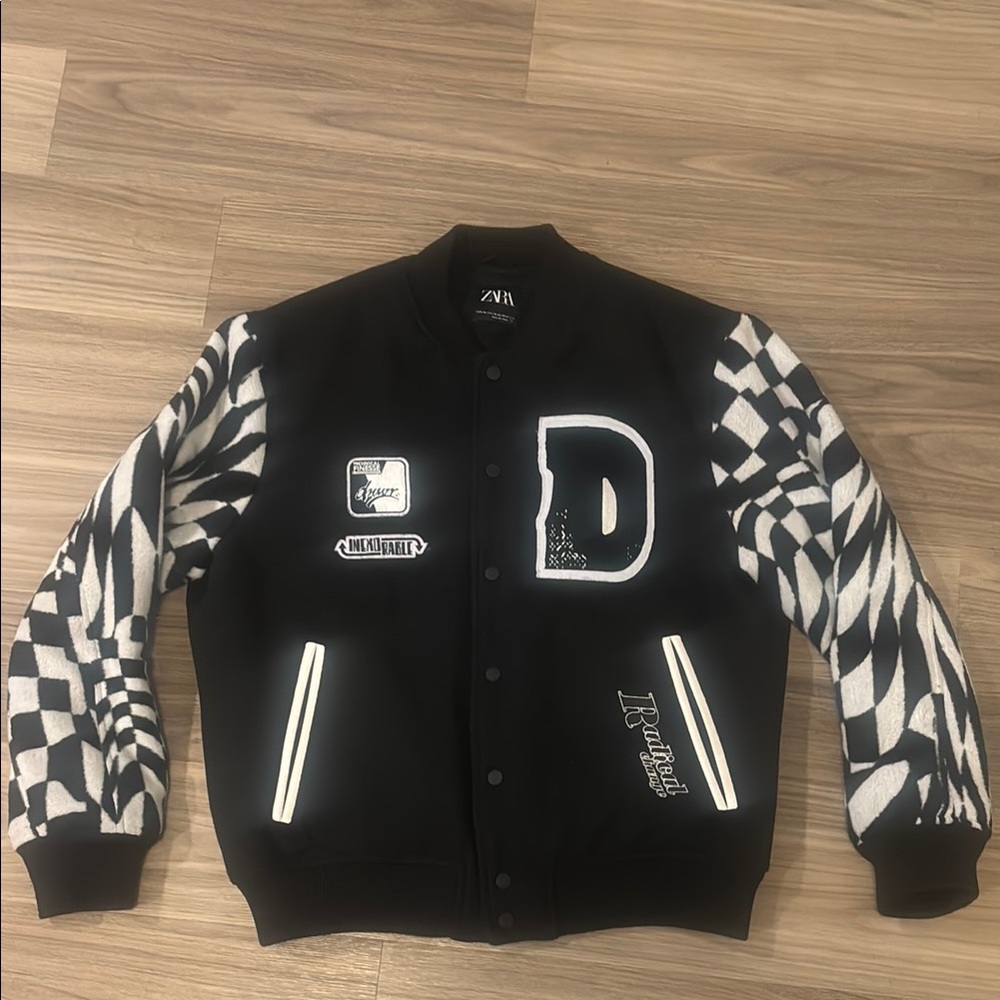 Zara Black and White Men's Checkered Jacket